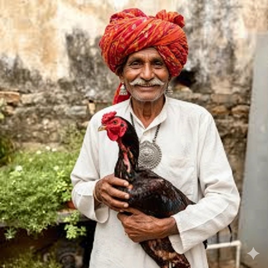 Farmer with Strong Birds
